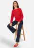 Yumi Red Wave Pointelle Knitted Jumper - L Image 2