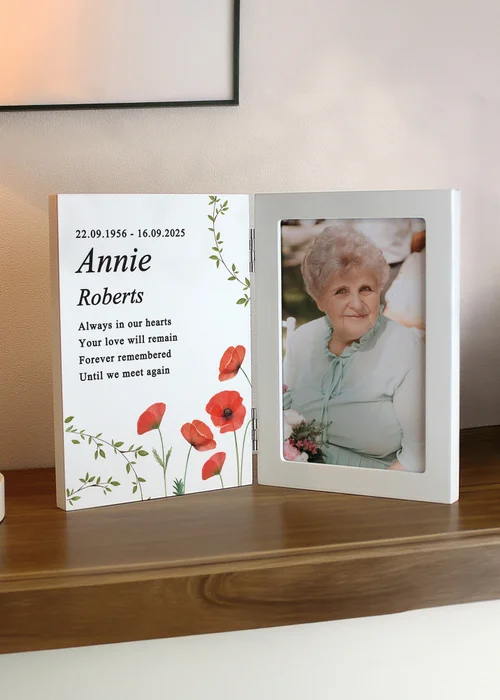 Personalised Memento Company Memorial Wooden Hinged 6x4 Photo Frame Cream - One Size Image 2