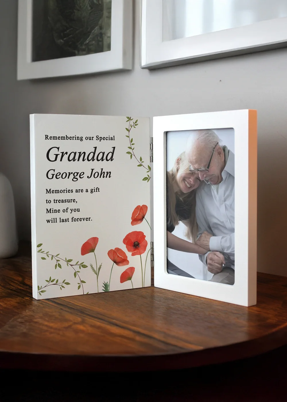Personalised Memento Company Memorial Wooden Hinged 6x4 Photo Frame Cream - One Size Image 3
