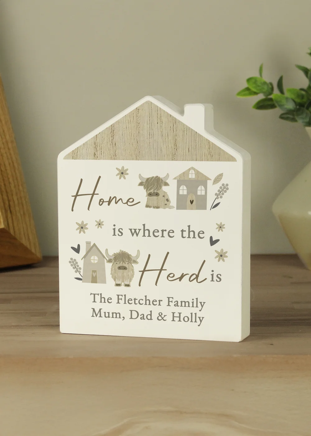 Personalised Memento Company Highland Cow House Ornament White - One Size Image 1