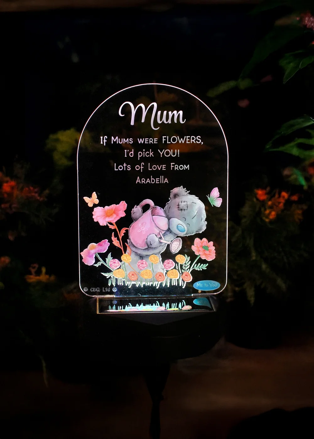 Personalised Memento Company Me to You Garden LED Solar Light Floral - One Size Image 1