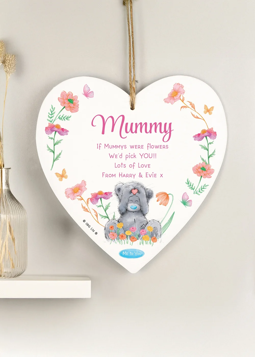 Personalised Memento Company Me to You Flowery Hanging Heart Ornament Floral - One Size Image 1