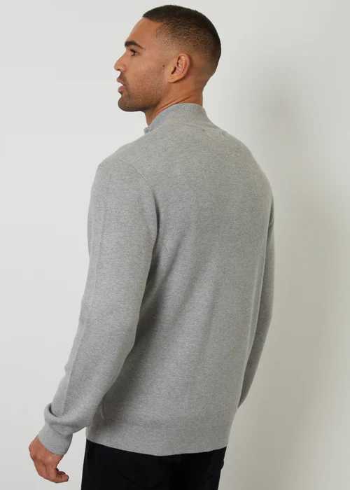 Threadbare Light Grey Zip-Through Funnel Neck Knitted Cardigan - S Image 2