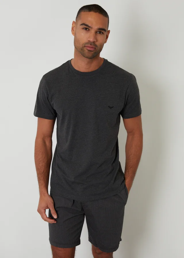 Threadbare Grey Stripe Short Pyjama Set