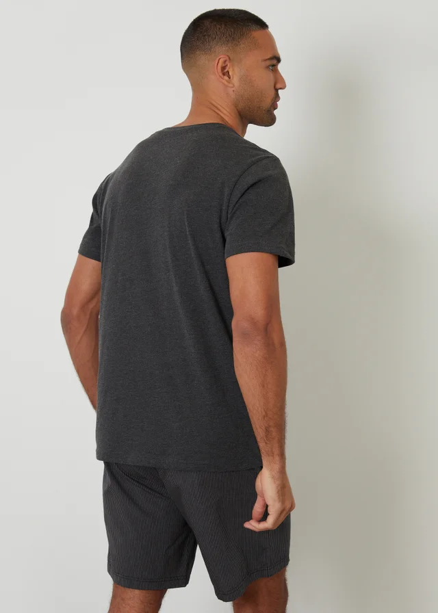 Threadbare Grey Stripe Short Pyjama Set