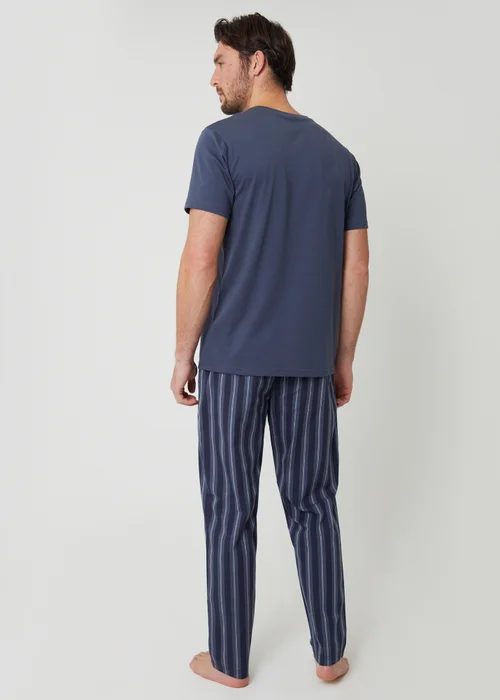 Threadbare Blue Stripe Grandad Fit Pyjama Set - 2XL Image 2