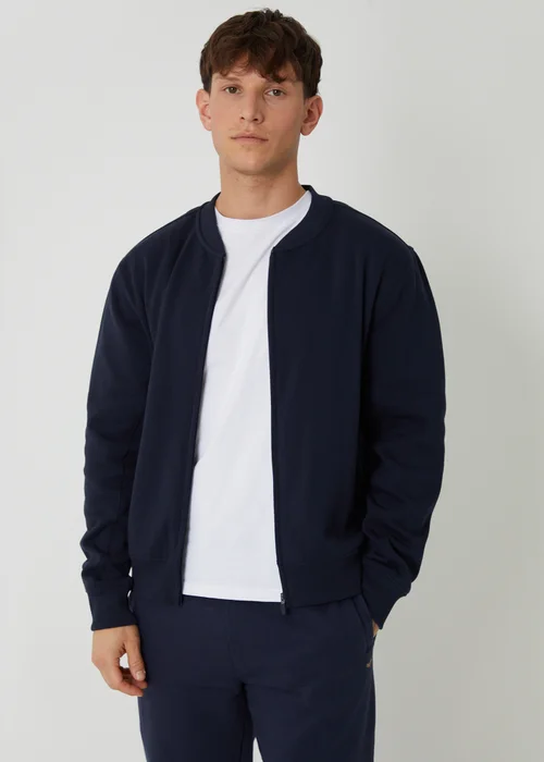 Threadbare Navy Zip Through Sweat Bomber - 2XL Image 1