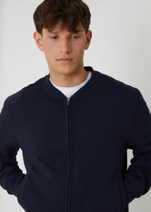 Threadbare Navy Zip Through Sweat Bomber - 2XL Image 4