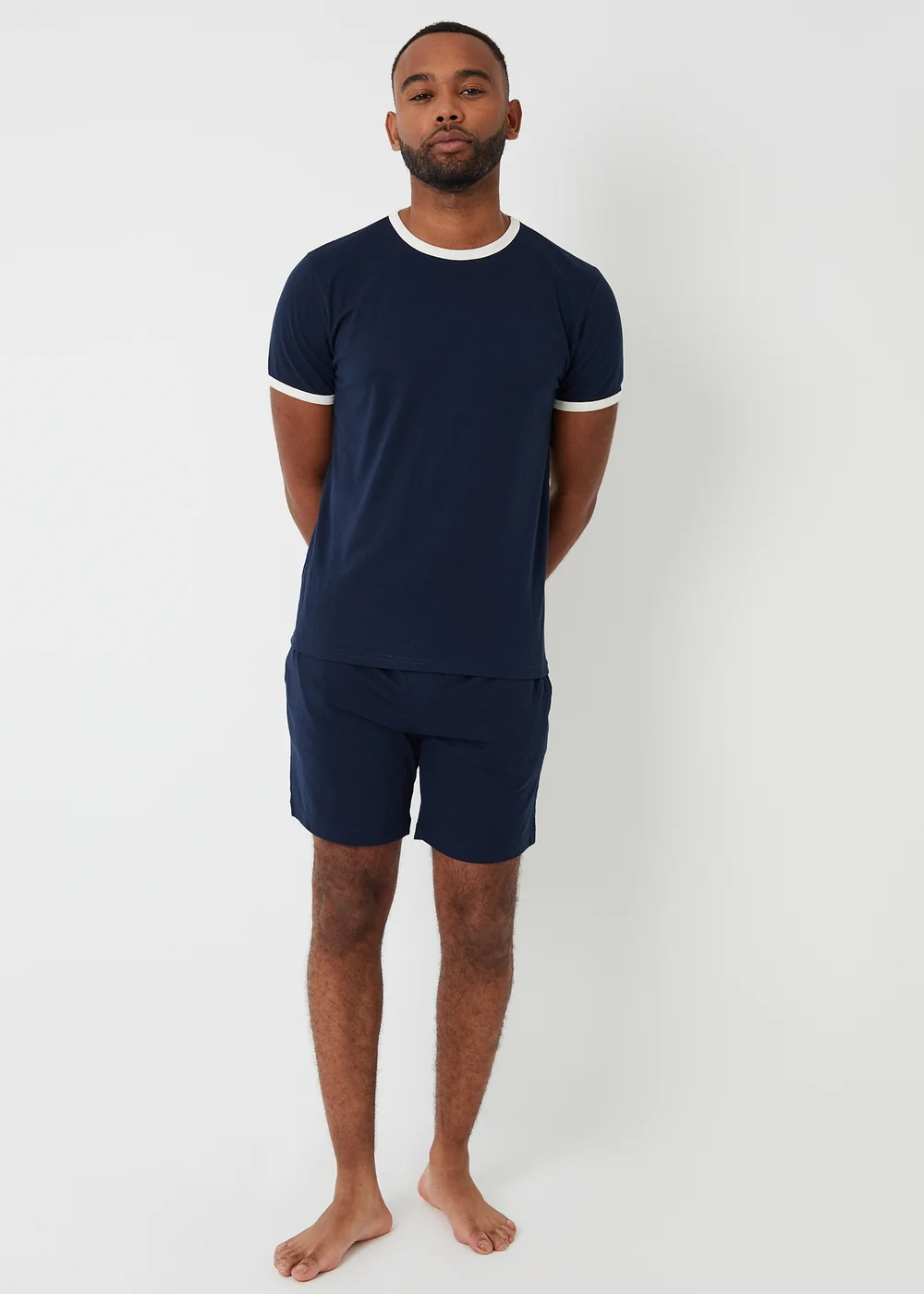 Threadbare Navy Contrast Binding Short Lounge Set - 2XL Image 3