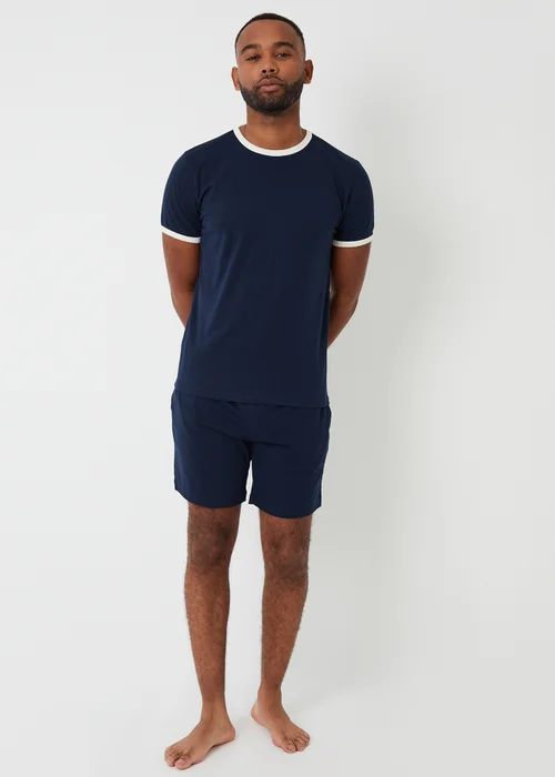 Threadbare Navy Contrast Binding Short Lounge Set - 2XL Image 3