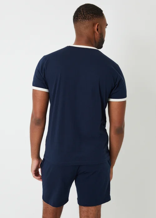 Threadbare Navy Contrast Binding Short Lounge Set - 2XL Image 2