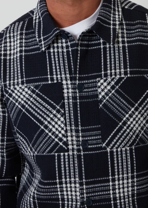 Threadbare Navy Check Waffle Textured Shacket - S Image 4