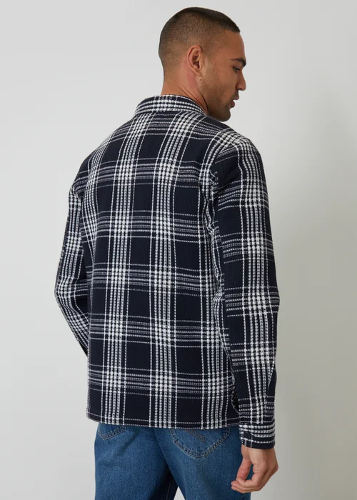 Threadbare Navy Check Waffle Textured Shacket - S Image 2