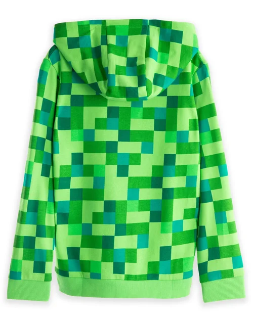 Vanilla Underground Minecraft Boys Green Creeper Placement Print Hoodie (5-14 Years) - 13-14 Yrs Image 2