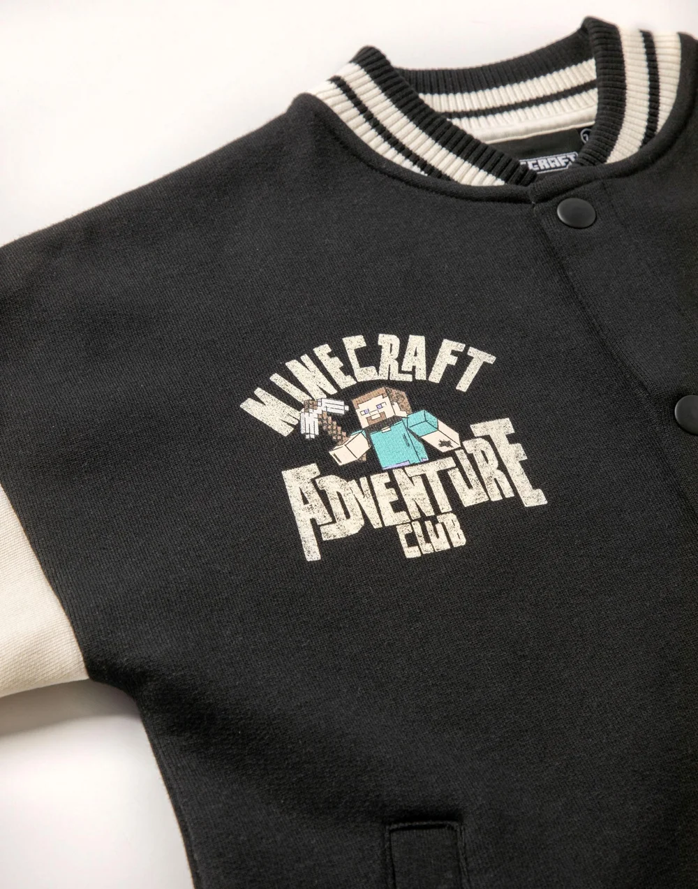 Vanilla Underground Minecraft Boys Black Creeper Varsity Jacket (5-14 Years) - 7-8 Yrs Image 3