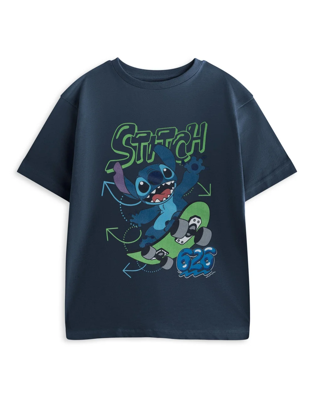 Vanilla Underground Disney Lilo & Stitch Boys Blue Skateboard T-Shirt (3-14 Years) - 7-8 Yrs Image 1