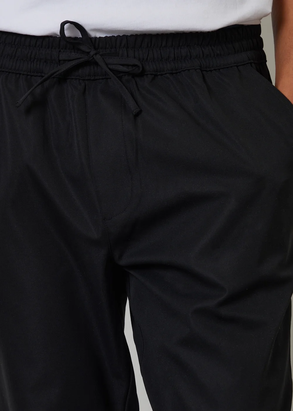 Threadbare Black Straight Fit Drawcord Trousers - M Image 4