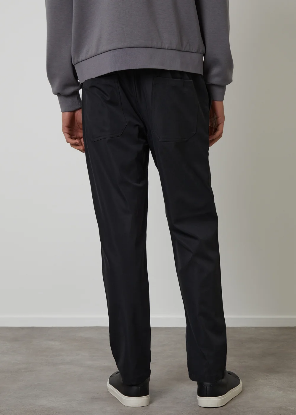 Threadbare Black Straight Fit Drawcord Trousers - M Image 2