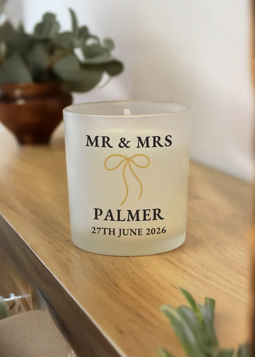 Personalised Memento Company Black & Gold Mr & Mrs Frosted Candle - One Size Image 1