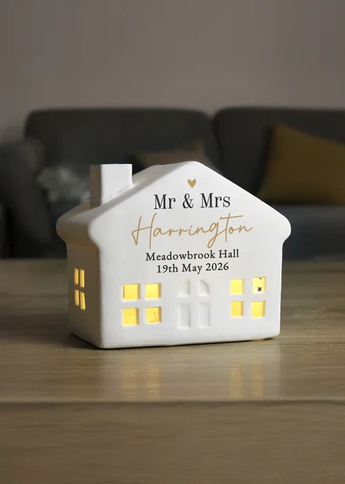 Personalised Memento Company Black & Gold LED Ceramic House - One Size Image 1