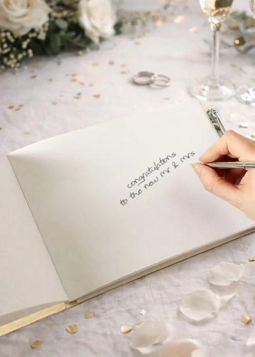 Personalised Memento Company Black and Gold Guest Book and Pen - One Size Image 2