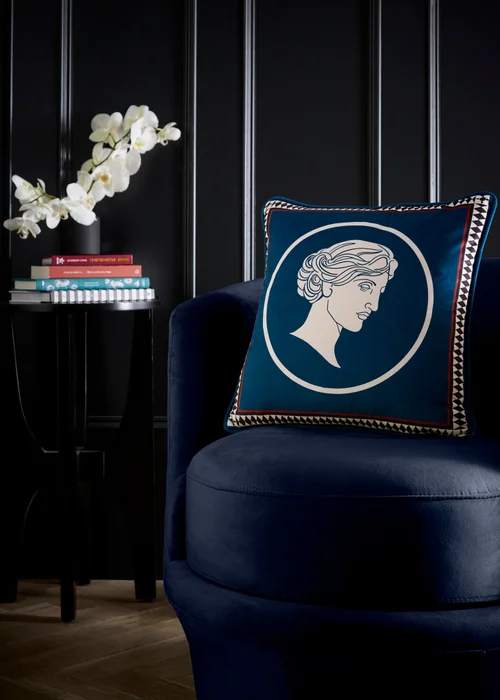 Laurence Llewelyn-Bowen Goddess Velvet Teal Filled Cushion - 43W X 43D Image 1