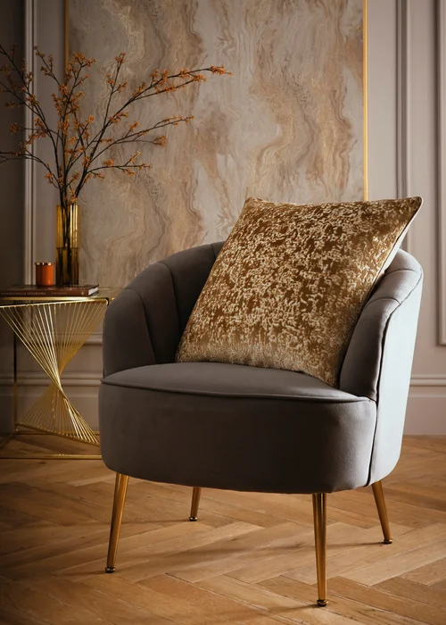 Laurence Llewelyn-Bowen Atlas Velvet Gold Filled Cushion - 55 x 55cm Image 1