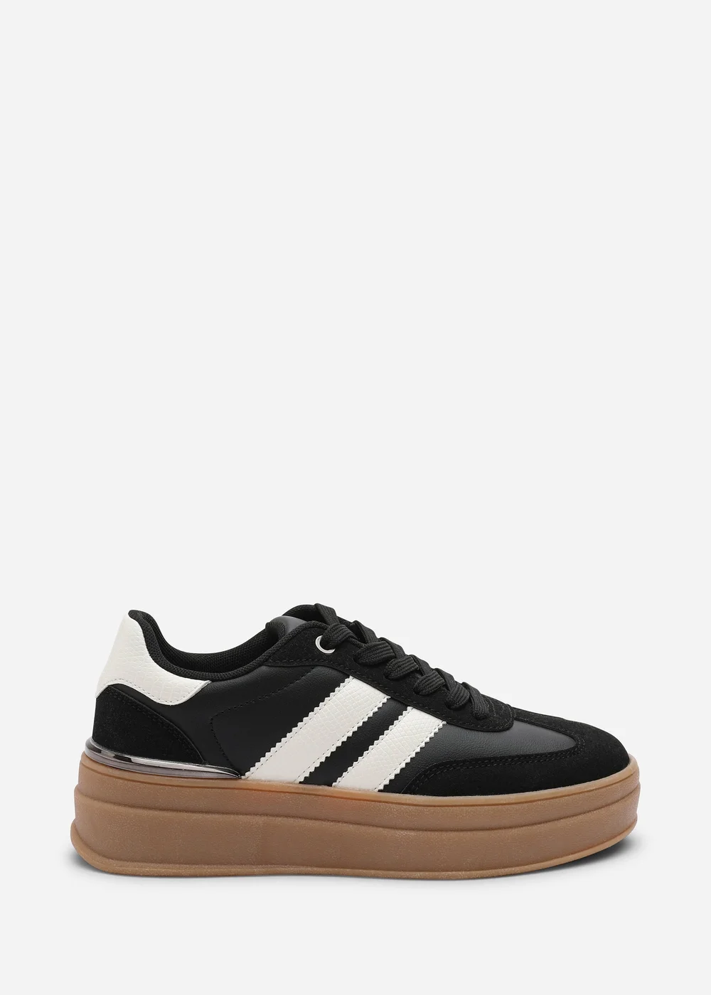 Where's That From Yulia Black Lace-Up Side Stripes Trainers - 8 Image 1