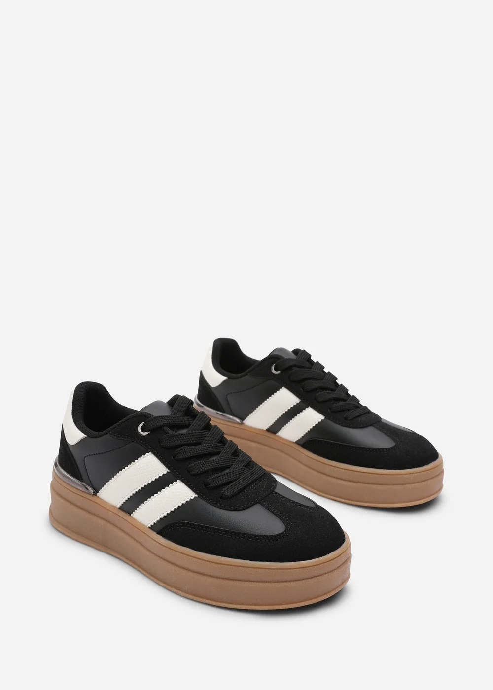 Where's That From Yulia Black Lace-Up Side Stripes Trainers - 8 Image 4