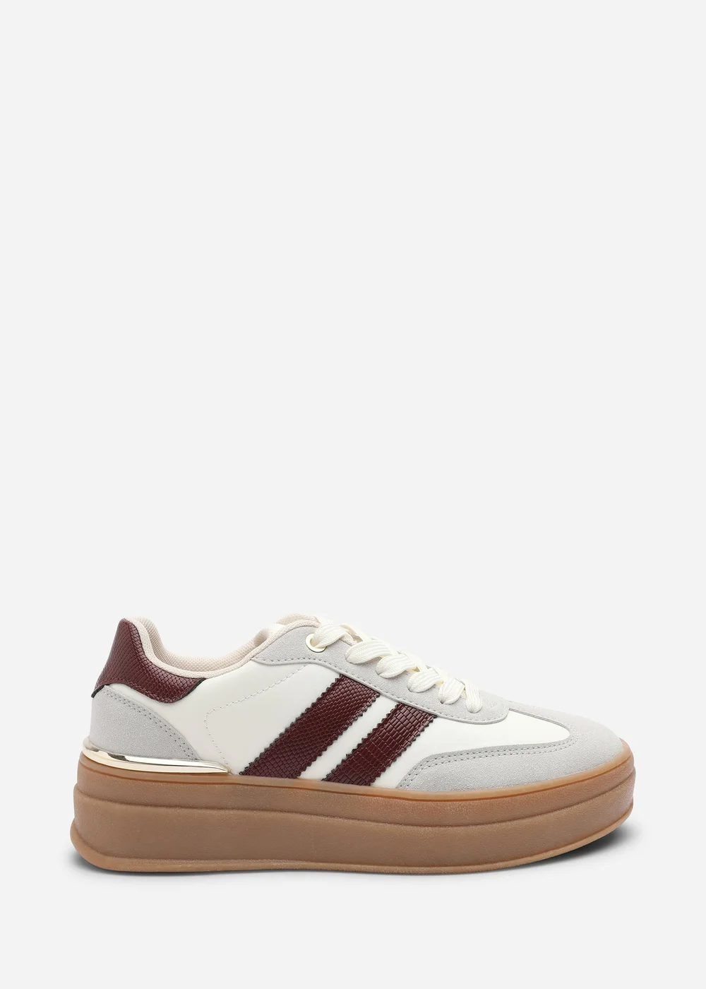 Where's That From Yulia Light Grey Lace-Up Stripe Trainers - 8 Image 1
