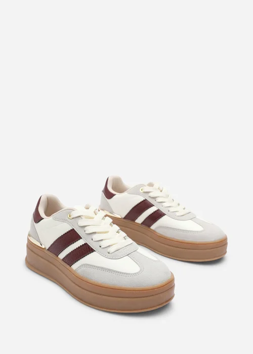 Where's That From Yulia Light Grey Lace-Up Stripe Trainers - 8 Image 4