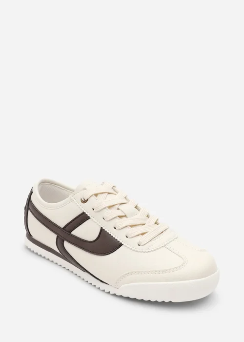 Where's That From Brisa Beige Court Trainer With Brown Stripe - Size 7 Image 3