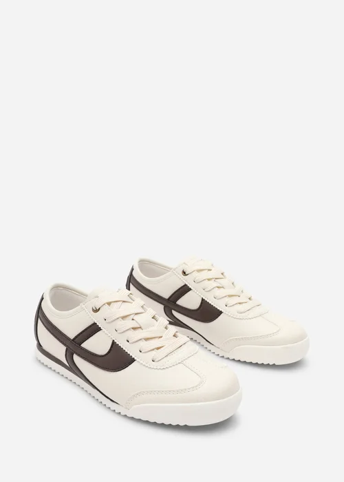 Where's That From Brisa Beige Court Trainer With Brown Stripe - Size 7 Image 4