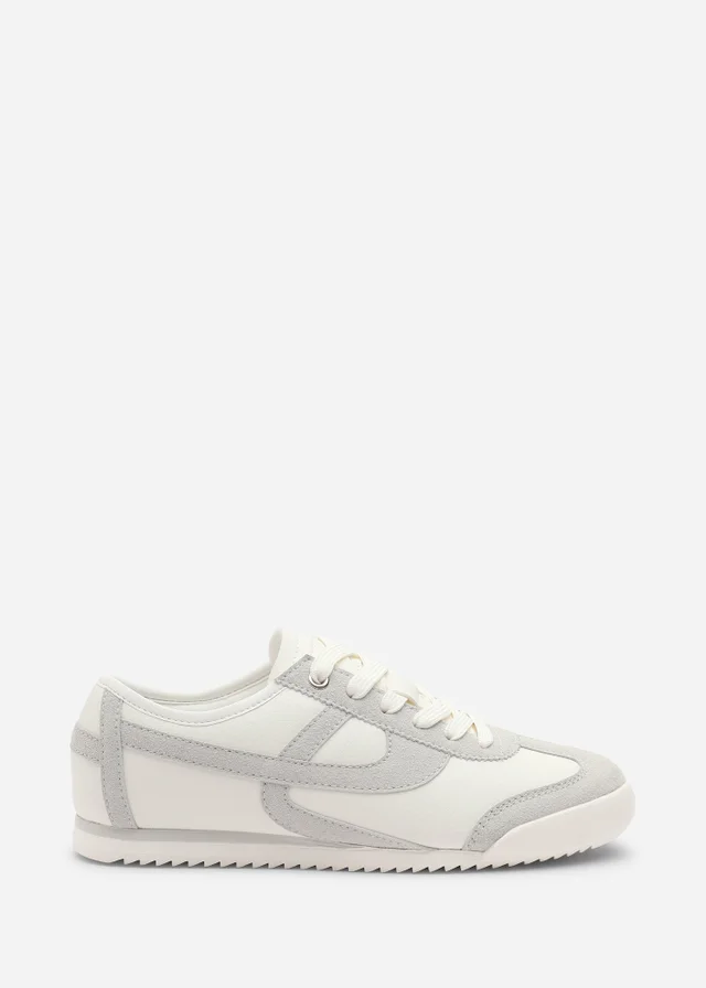 Where's That From Brisa White Court Trainer With Grey Stripe
