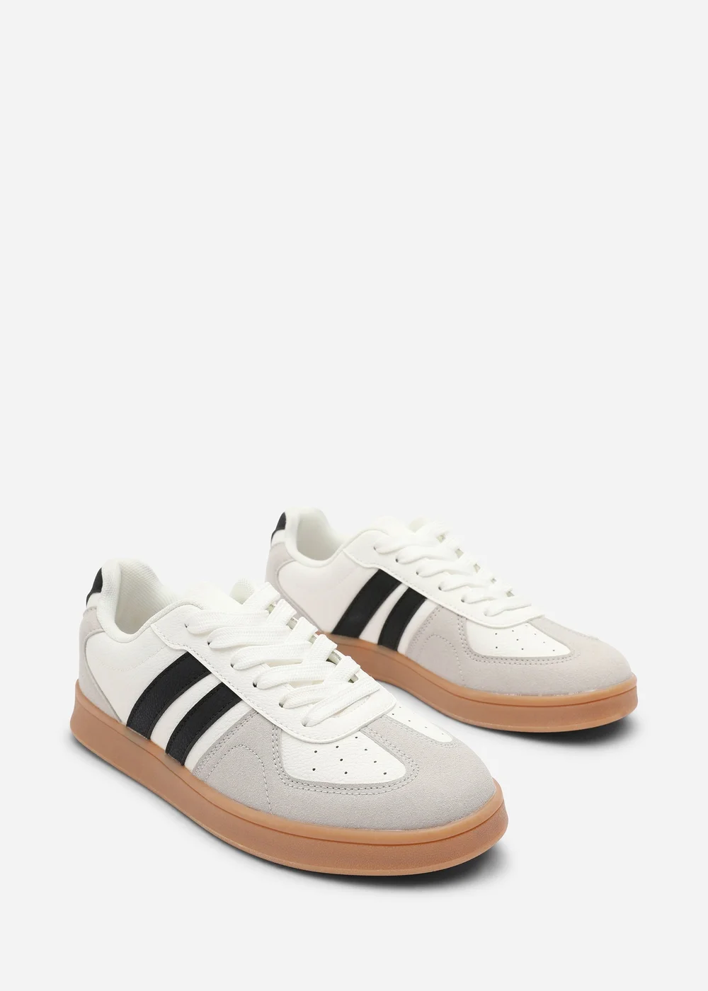 Where's That From Venice White Retro Lace-Up Stripes Trainer - 3 Image 4