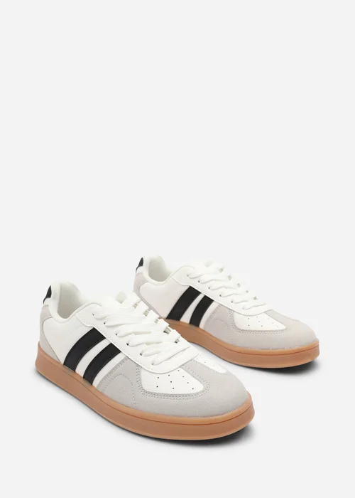 Where's That From Venice White Retro Lace-Up Stripes Trainer - Size 6 Image 4