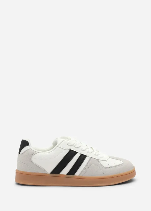 Where's That From Venice White Retro Lace-Up Stripes Trainer - 3 Image 1