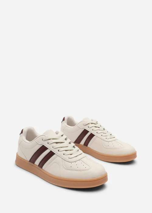 Where's That From Venice Beige Retro Lace-Up Stripes Trainer - 8 Image 4