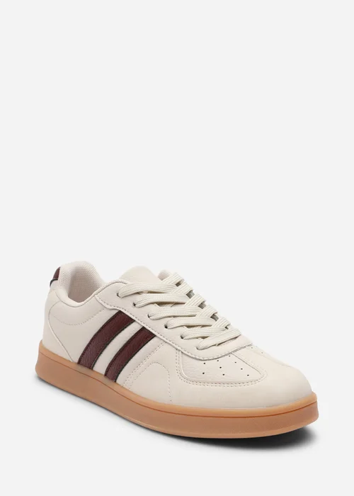 Where's That From Venice Beige Retro Lace-Up Stripes Trainer - 8 Image 3