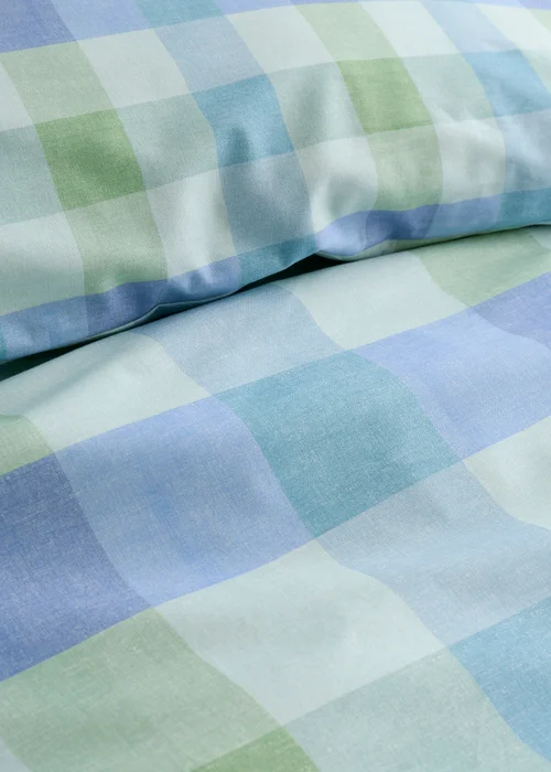 Fusion Block Check Reversible Blue Duvet Cover Set - Single Image 3
