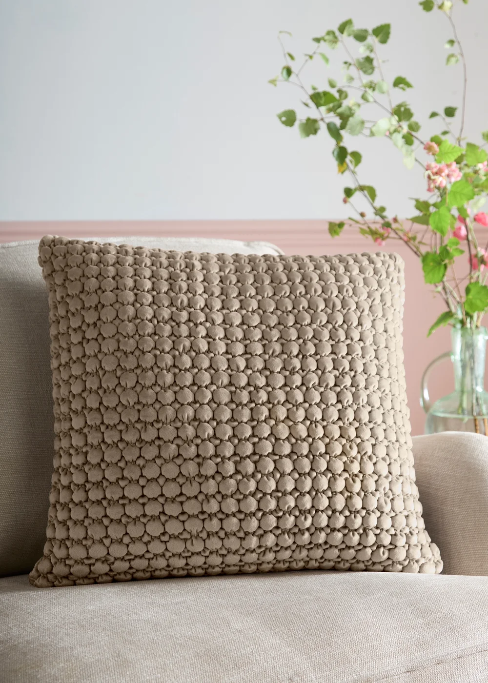 Appletree Bobble Tufted Natural Filled Cushion - 55 x 55cm Image 1