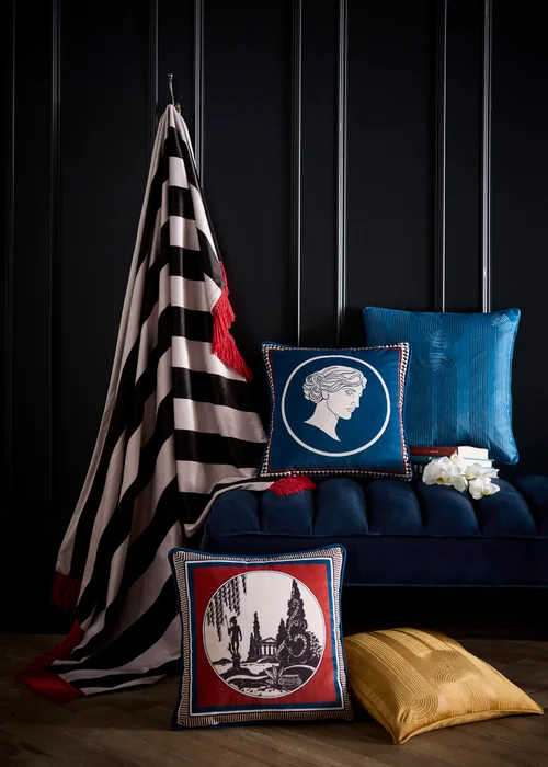 Laurence Llewelyn-Bowen Arcadia Velvet Red Filled Cushion - 43W X 43D Image 4