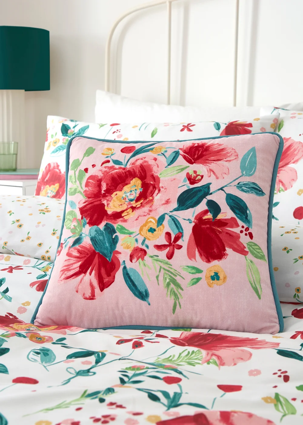 Dreams & Drapes Abstract Poppy Breathable Red Filled Cushion - 43W X 43D Image 1