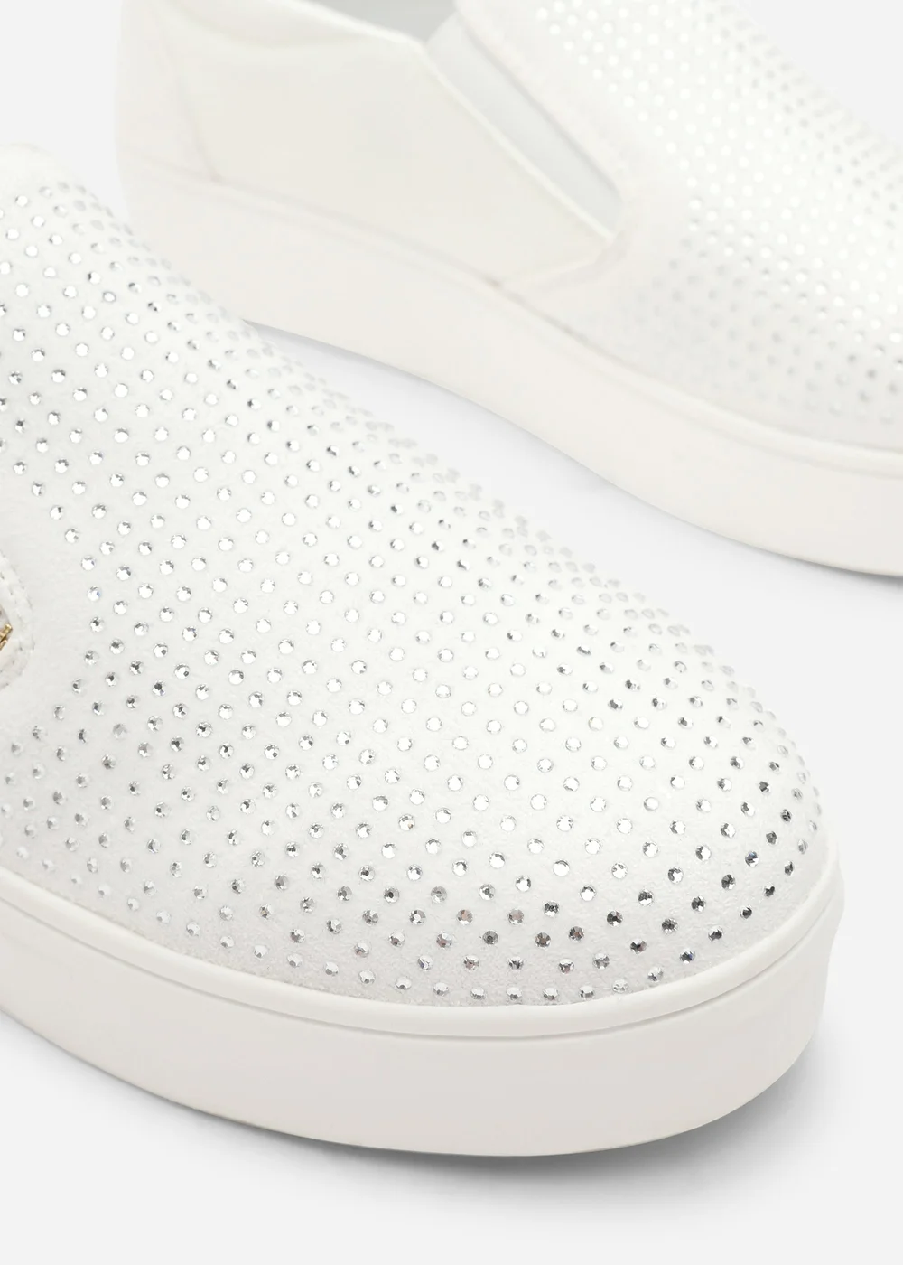Where's That From Florina White Zip Trainer With Diamante Toe - 5 Image 5