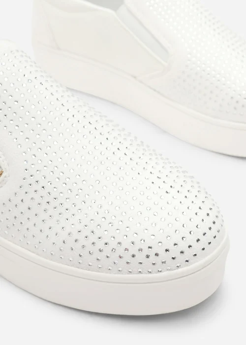 Where's That From Florina White Zip Trainer With Diamante Toe - 5 Image 5