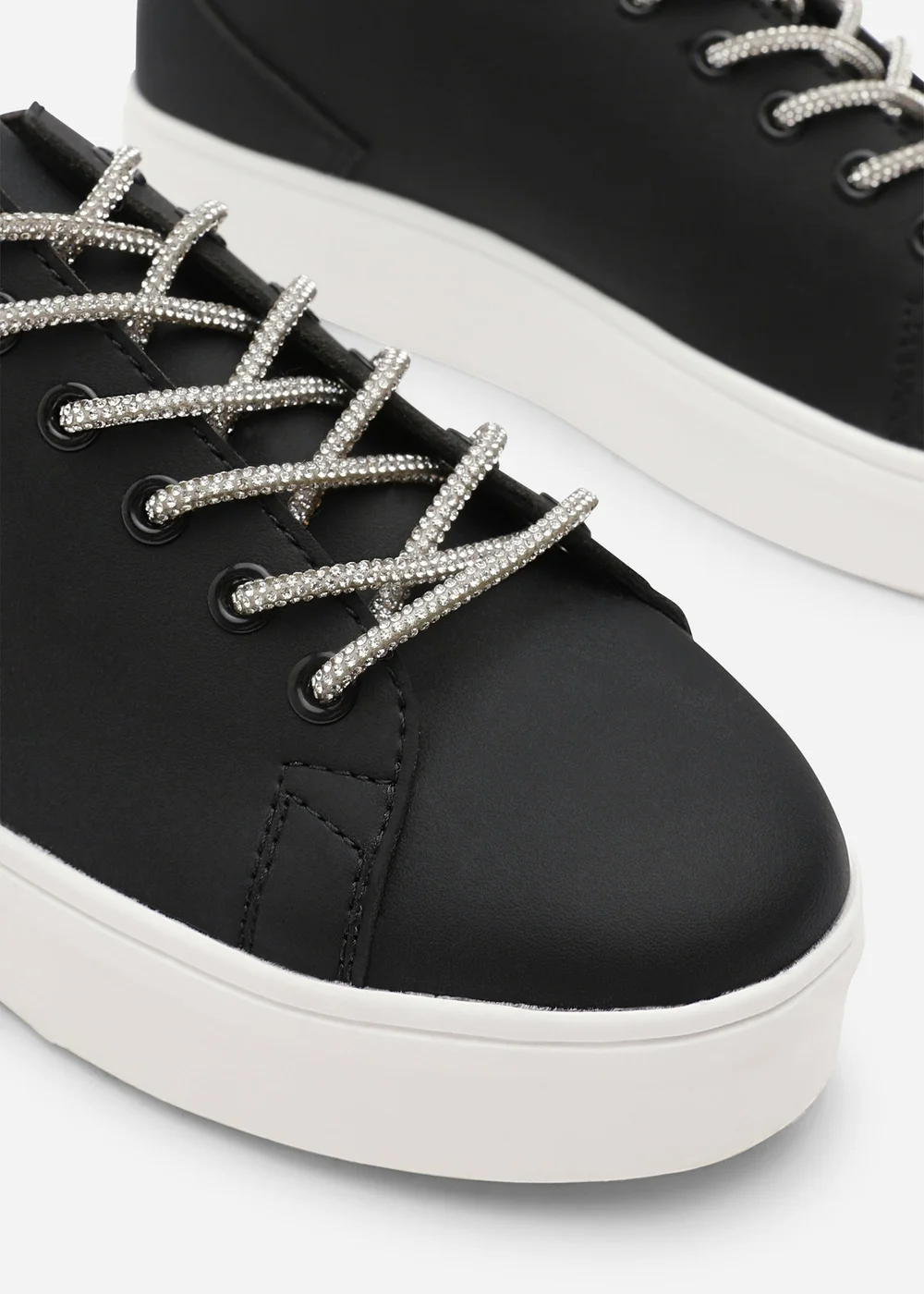 Where's That From Eliane Black Lace-up Low Wedge Trainer - 7 Image 4