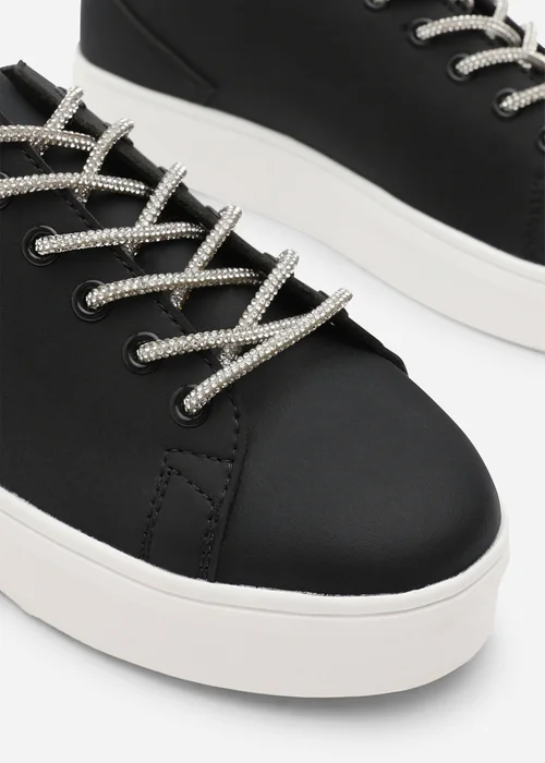 Where's That From Eliane Black Lace-up Low Wedge Trainer - 7 Image 4