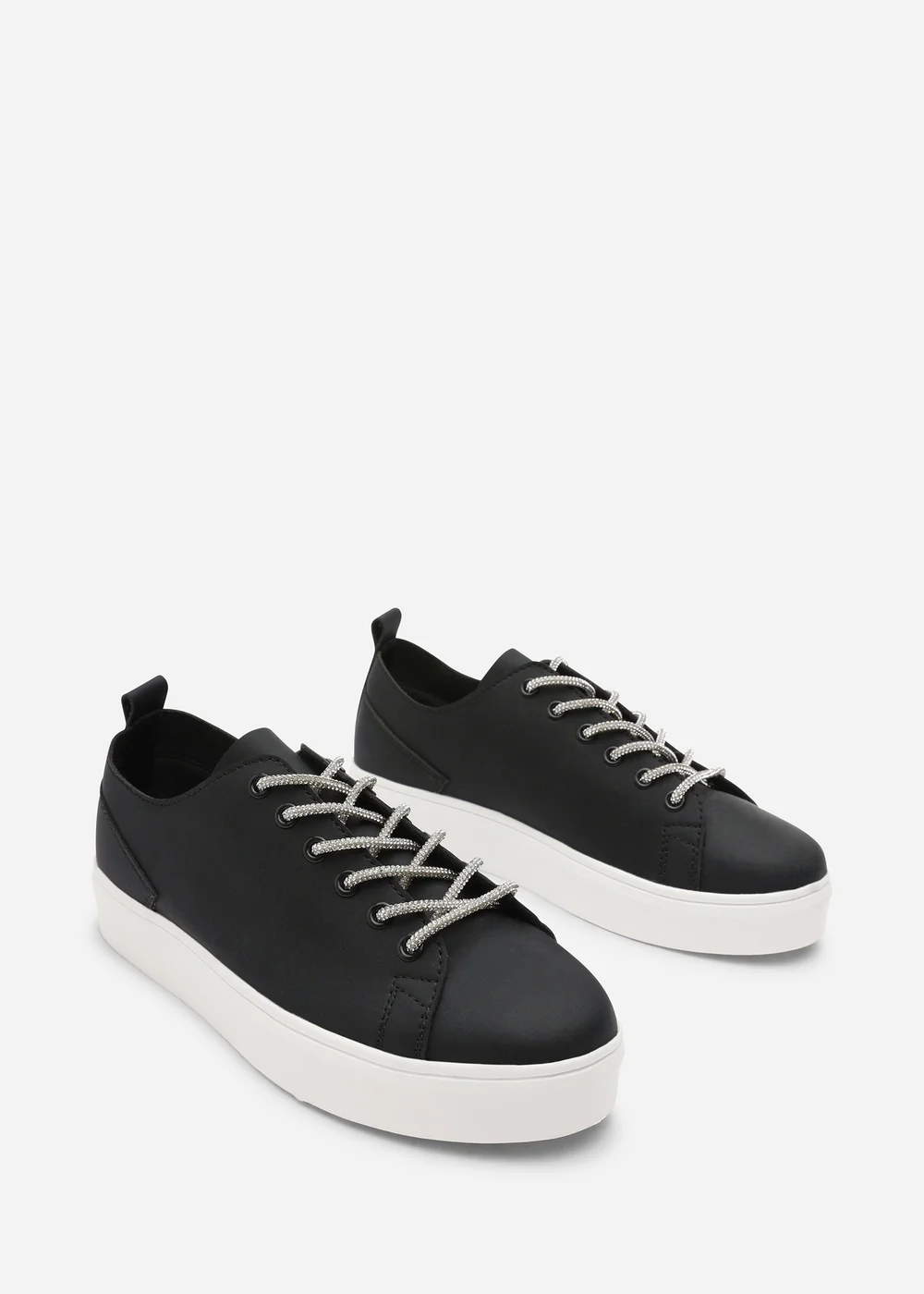 Where's That From Eliane Black Lace-up Low Wedge Trainer - 7 Image 3