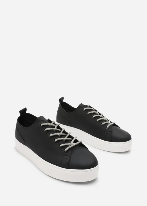 Where's That From Eliane Black Lace-up Low Wedge Trainer - 7 Image 3