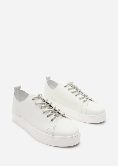 Where's That From Eliane White Lace-up Low Wedge Trainer - 8 Image 4